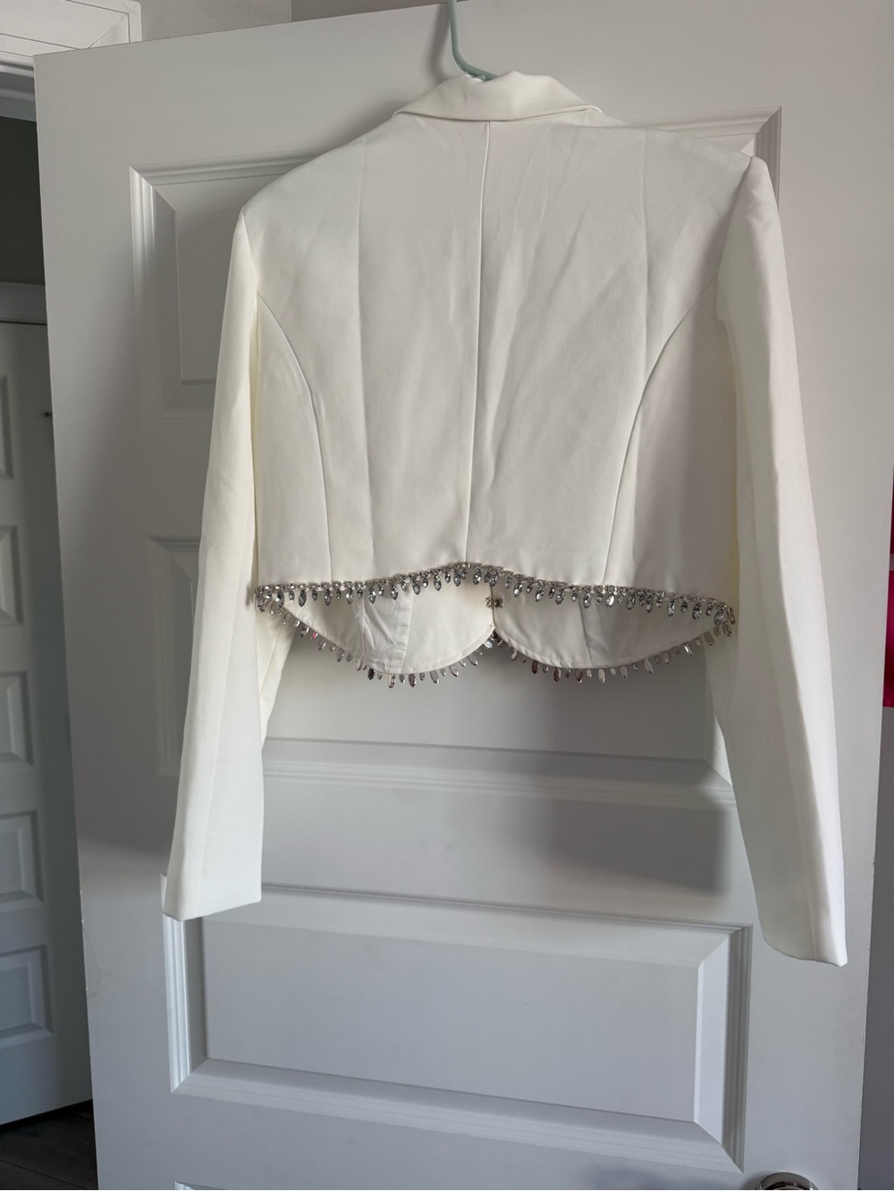 NWT 12th Tribe White Rhinestone Cropped Blazer Bridal Glam XL - Picture 9 of 13